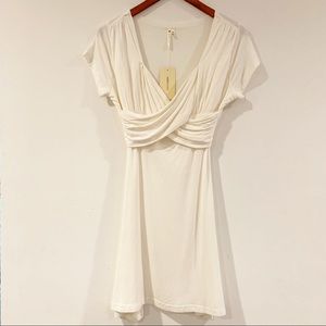 White Cream Flattering Wrap Tie Dress NWT